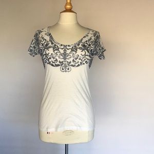 Soft white tee with embellished design
